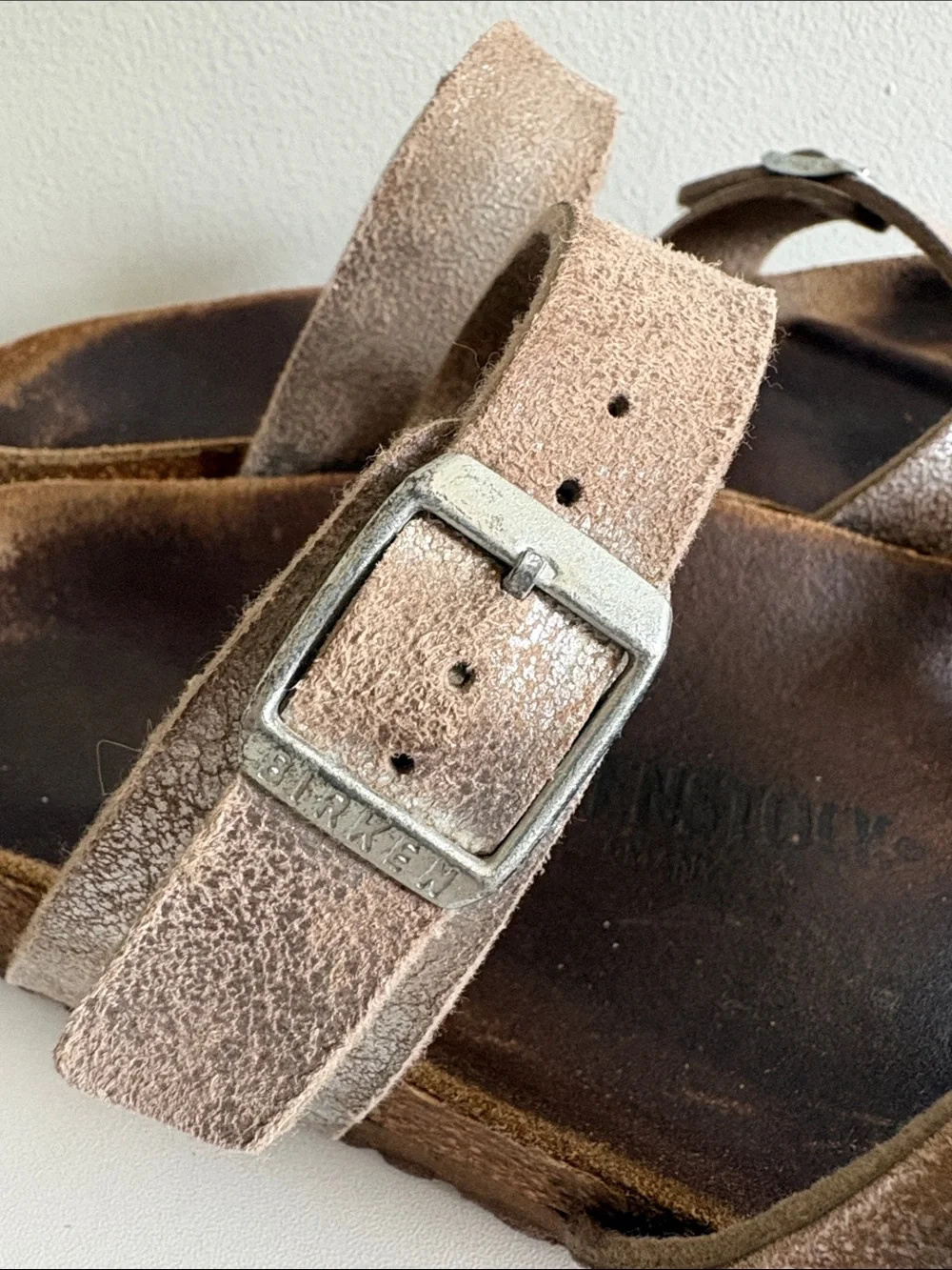 Birkenstock Mayari Metallic Taupe Toe Loop Sandals EU 41 US 10 Regular